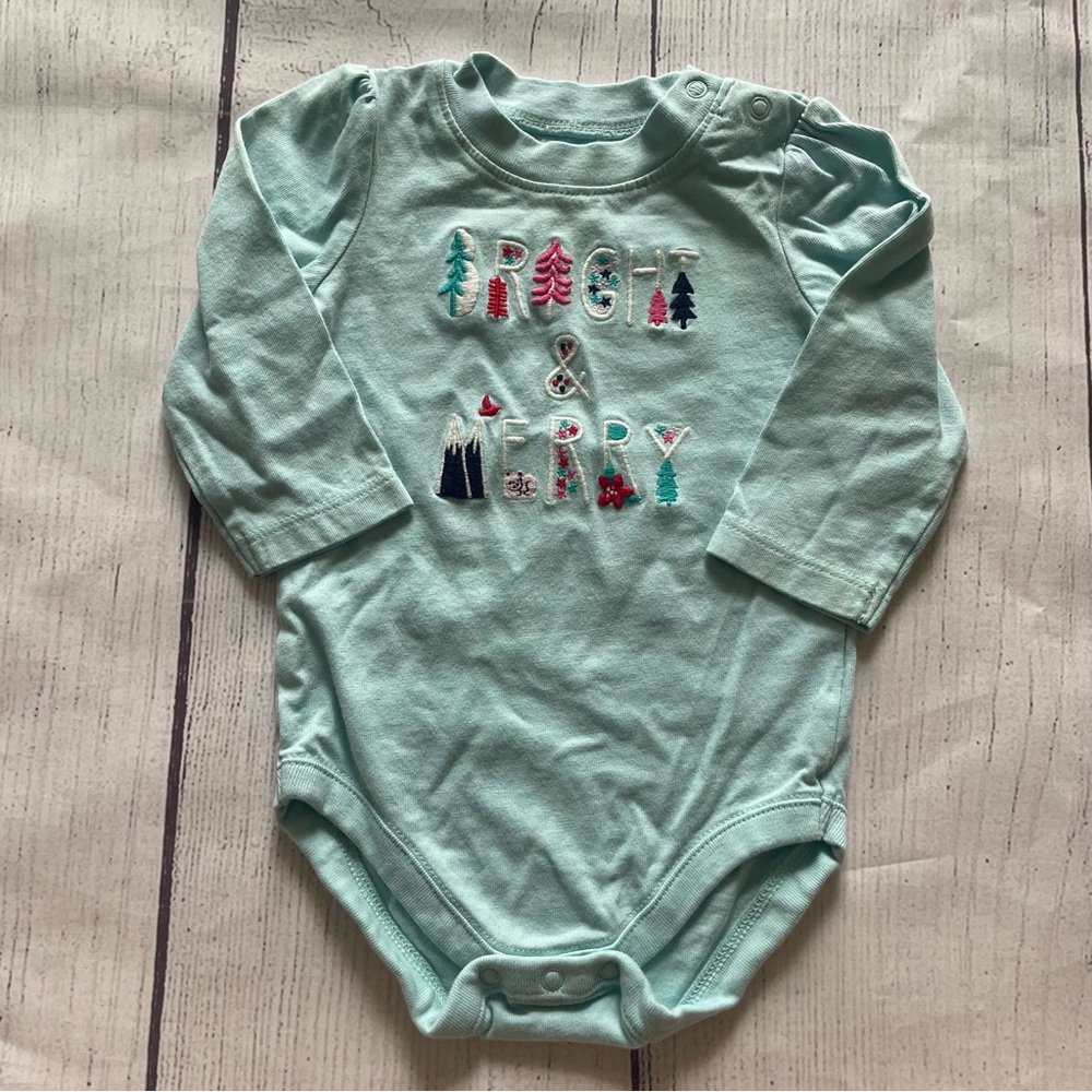 Gymboree Bright & Merry Holiday Onesie Size 3-6 months